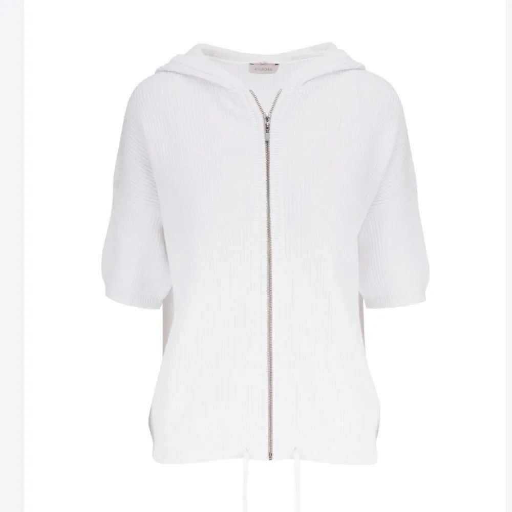 Kinross White Easy Rib Front Zip Hoodie